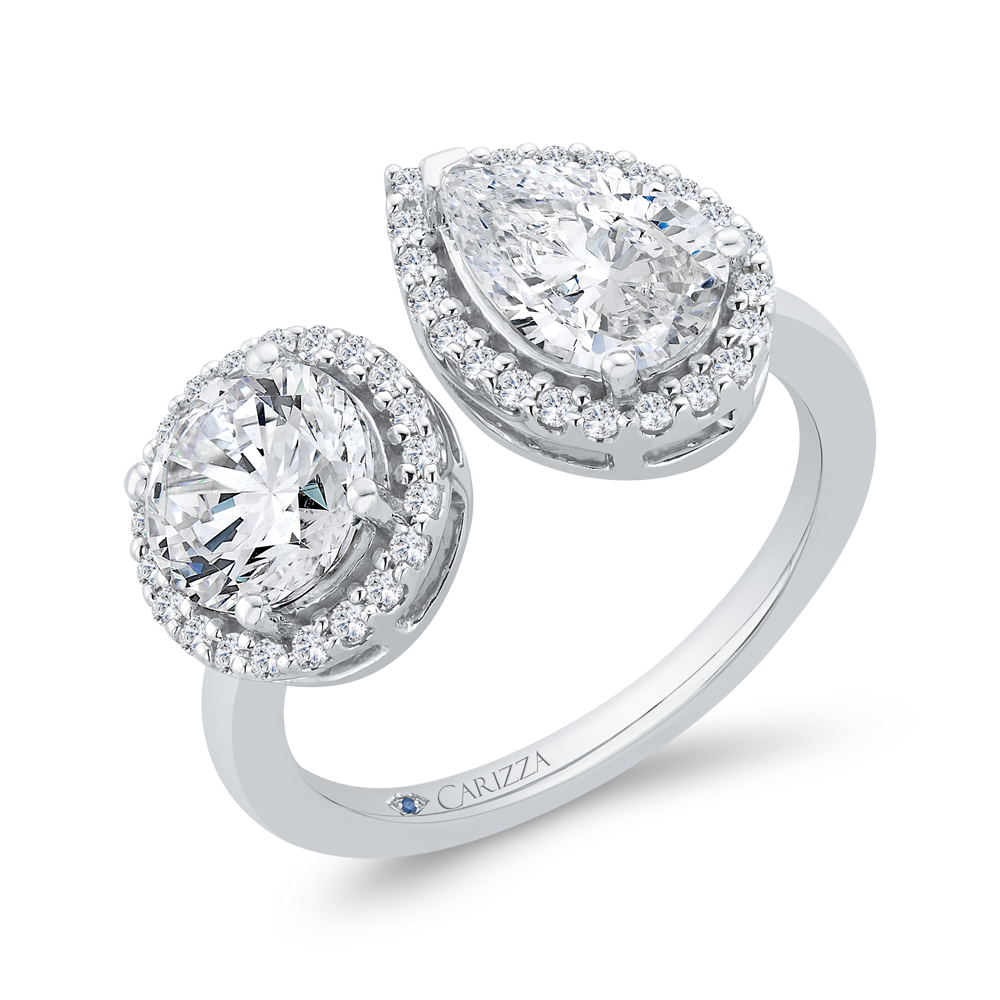 14K White Gold Two stone Diamond Engagement Ring (Semi-Mount)