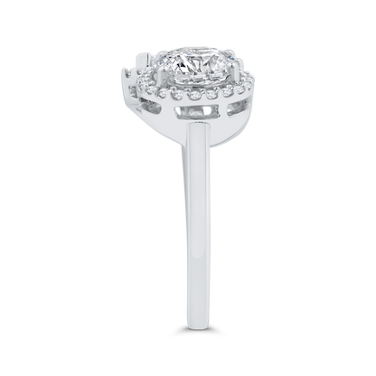14K White Gold Two stone Diamond Engagement Ring (Semi-Mount)