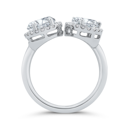 14K White Gold Two stone Diamond Engagement Ring (Semi-Mount)