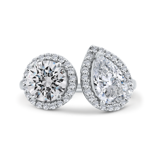 14K White Gold Two stone Diamond Engagement Ring (Semi-Mount)
