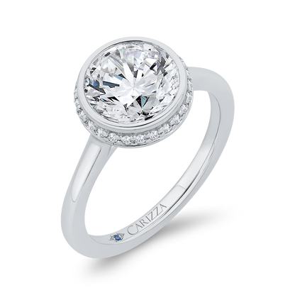 14K White Gold Diamond Engagement Ring (Semi-Mount)