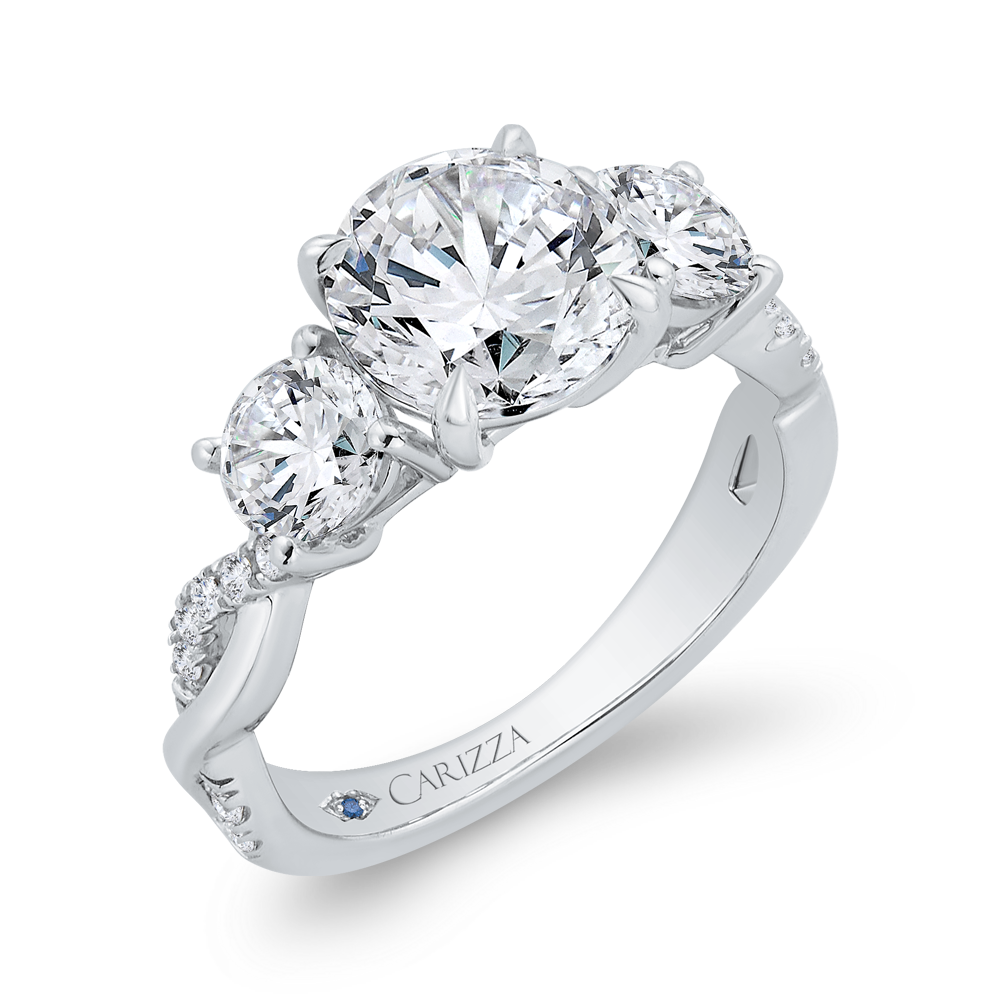 14K White Gold Diamond Engagement Ring (Semi-Mount)