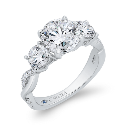 14K White Gold Diamond Engagement Ring (Semi-Mount)