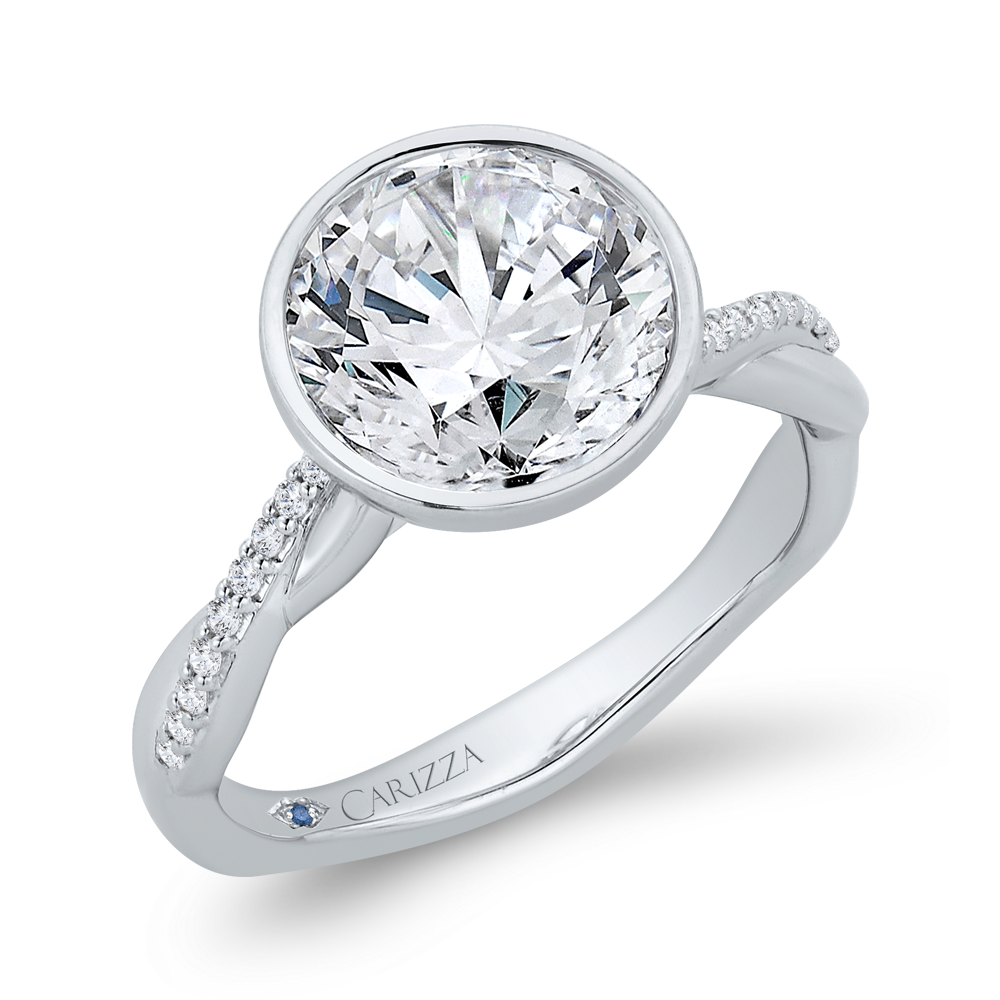 14K White Gold Diamond Engagement Ring (Semi-Mount)