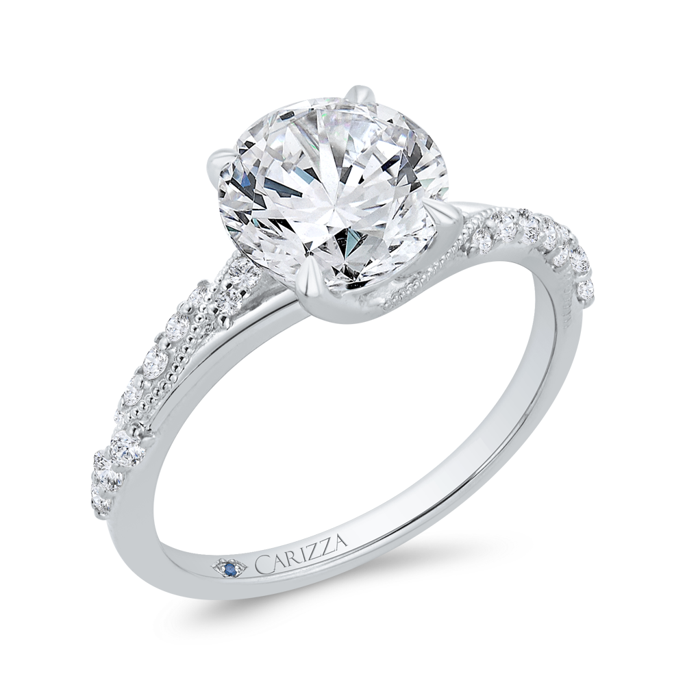 14K White Gold Diamond Engagement Ring (Semi-Mount)