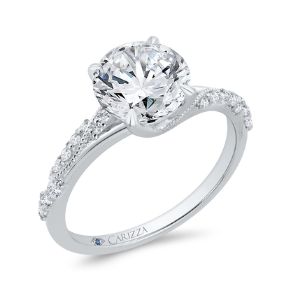 14K White Gold Diamond Engagement Ring (Semi-Mount)