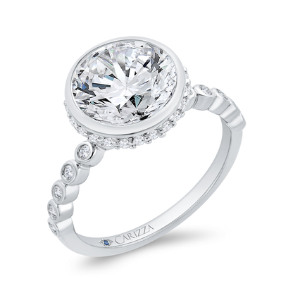 14K White Gold Diamond Engagement Ring (Semi-Mount)