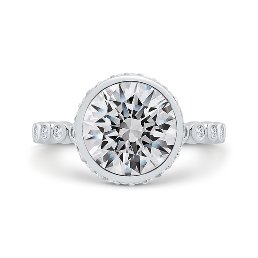 14K White Gold Diamond Engagement Ring (Semi-Mount)