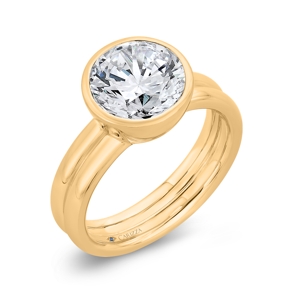 14K Yellow Gold Diamond Engagement Ring (Semi-Mount)