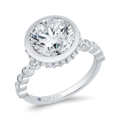 14K White Gold Diamond Engagement Ring (Semi-Mount)