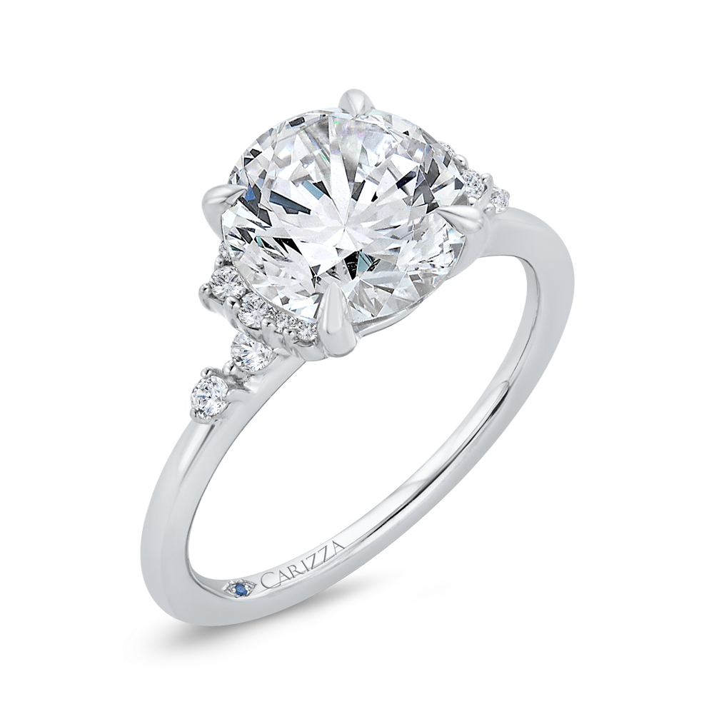 14K White Gold Diamond Engagement Ring (Semi-Mount)