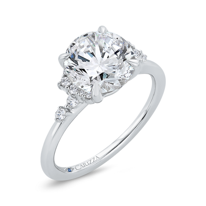 14K White Gold Diamond Engagement Ring (Semi-Mount)