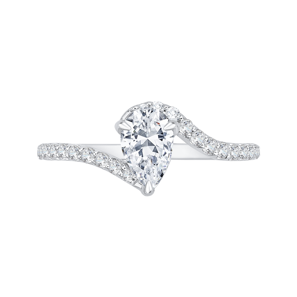 Pear Cut Diamond Promise Engagement Ring in 14K White Gold (Semi-Mount)