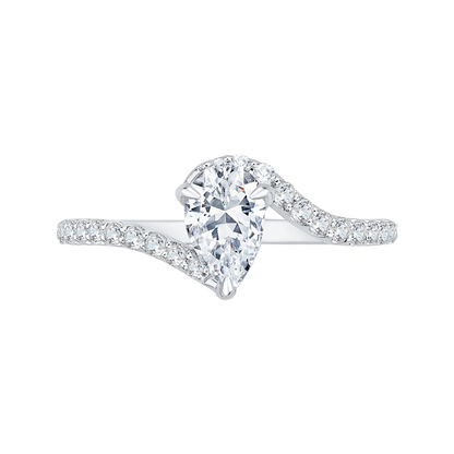 Pear Cut Diamond Promise Engagement Ring in 14K White Gold (Semi-Mount)