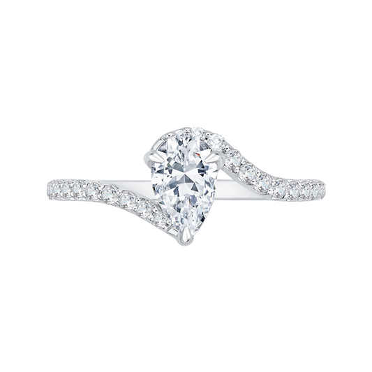 Pear Cut Diamond Promise Engagement Ring in 14K White Gold (Semi-Mount)