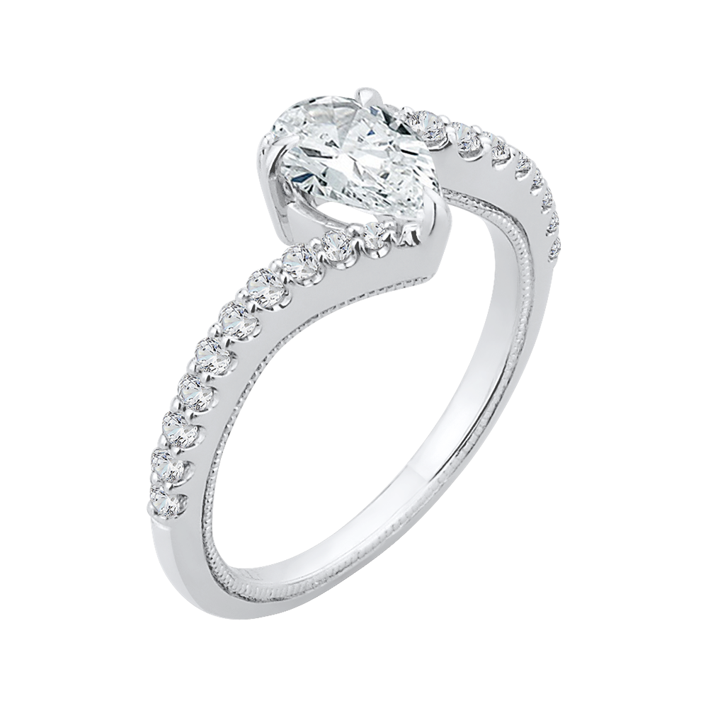 Pear Cut Diamond Promise Engagement Ring in 14K White Gold (Semi-Mount)