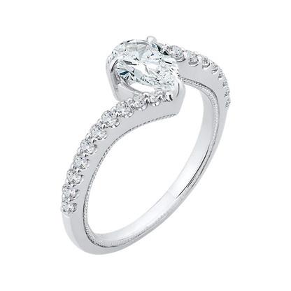 Pear Cut Diamond Promise Engagement Ring in 14K White Gold (Semi-Mount)