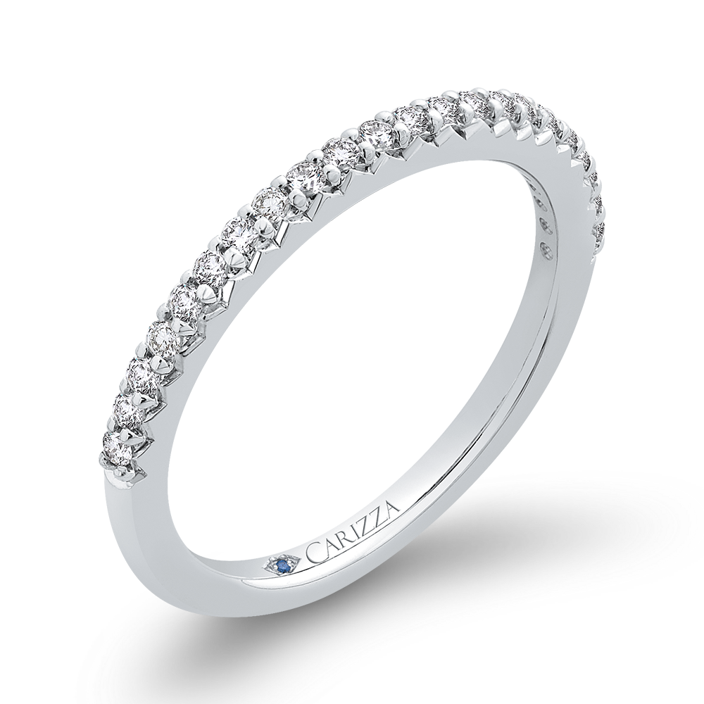 Round Diamond Half-Eternity Wedding Band in 14K White Gold