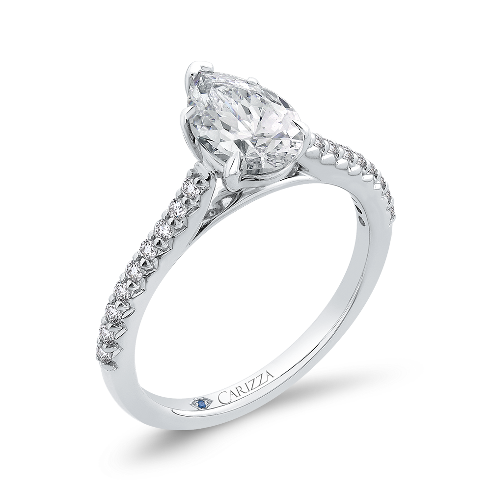 Pear Cut Diamond Engagement Ring in 14K White Gold (Semi-Mount)