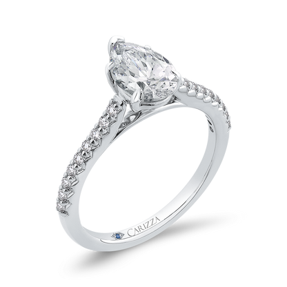 Pear Cut Diamond Engagement Ring in 14K White Gold (Semi-Mount)