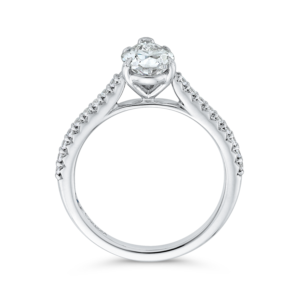 Pear Cut Diamond Engagement Ring in 14K White Gold (Semi-Mount)