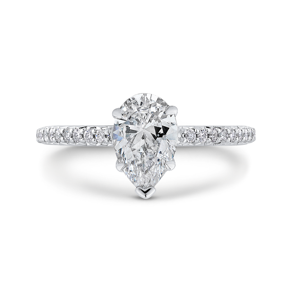 Pear Cut Diamond Engagement Ring in 14K White Gold (Semi-Mount)