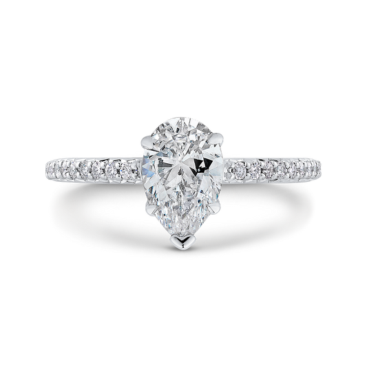 Pear Cut Diamond Engagement Ring in 14K White Gold (Semi-Mount)