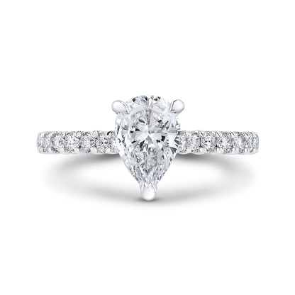 14K White Gold Pear Diamond Engagement Ring (Semi-Mount)