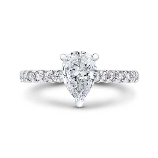 14K White Gold Pear Diamond Engagement Ring (Semi-Mount)