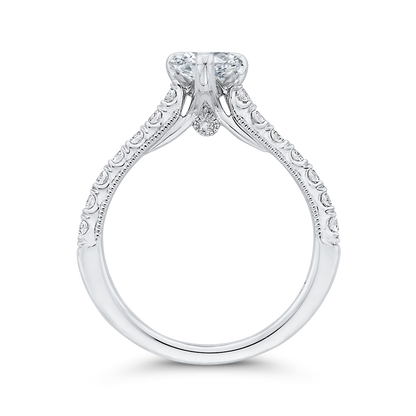 14K White Gold Pear Diamond Engagement Ring (Semi-Mount)