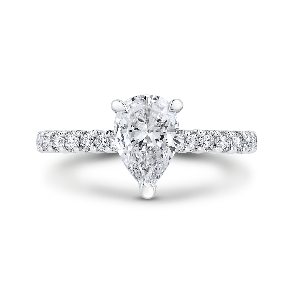 Pear Cut Diamond Engagement Ring in 14K White Gold (Semi-Mount)