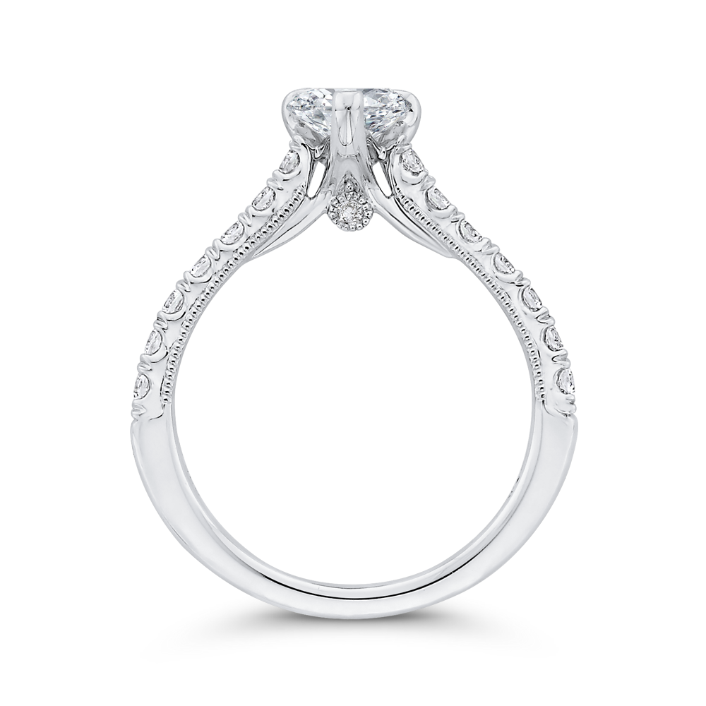 Pear Cut Diamond Engagement Ring in 14K White Gold (Semi-Mount)