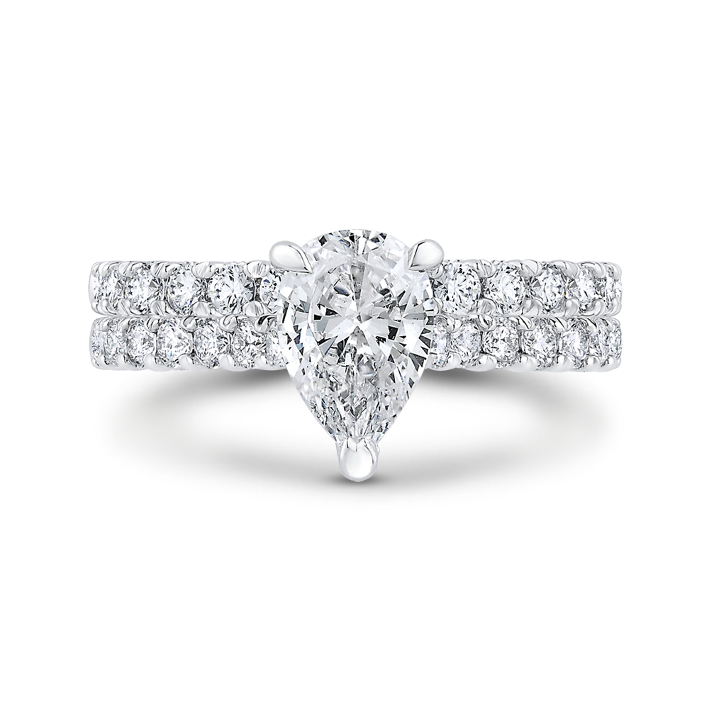 Pear Cut Diamond Engagement Ring in 14K White Gold (Semi-Mount)