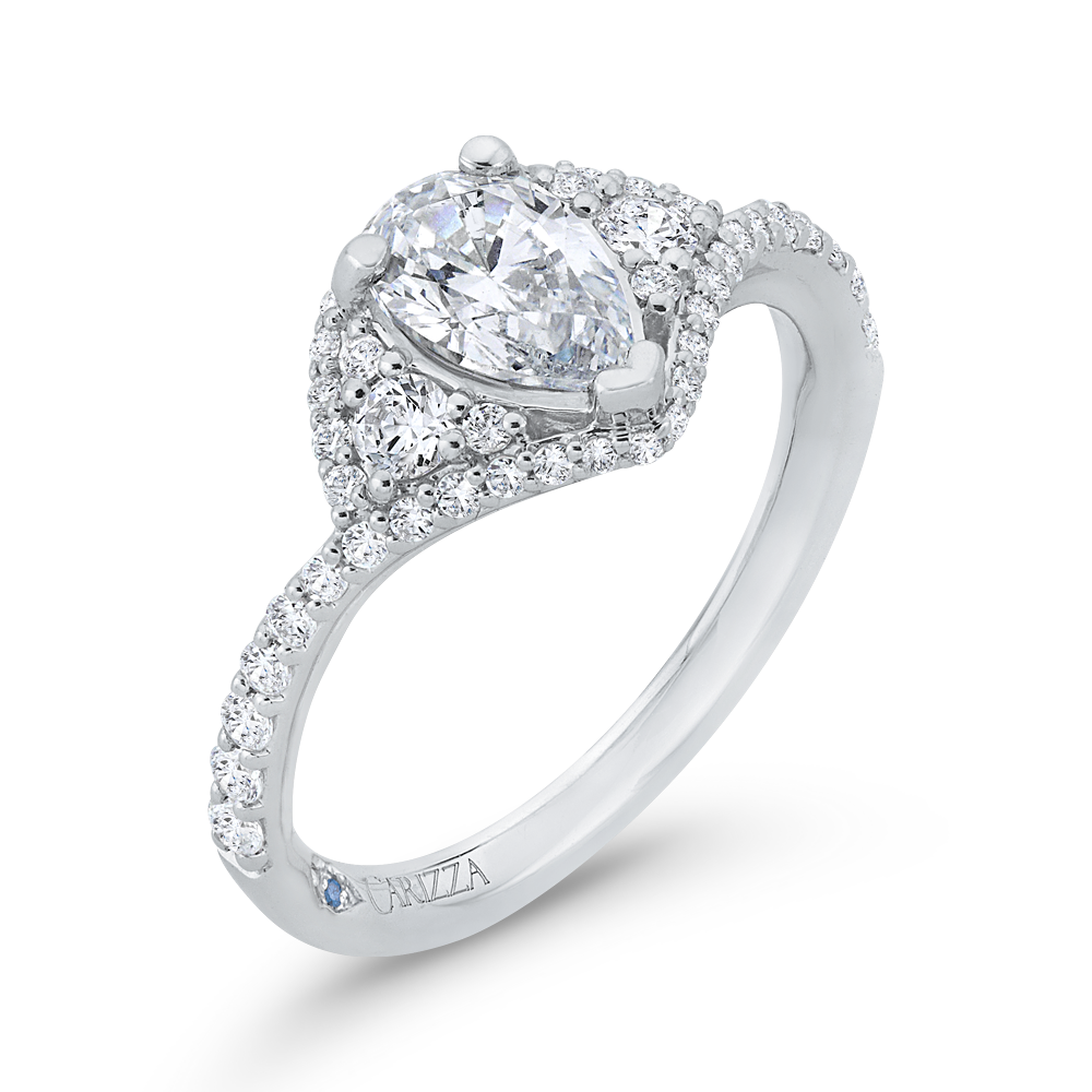 Pear Cut Diamond Engagement Ring in 14K White Gold (Semi-Mount)