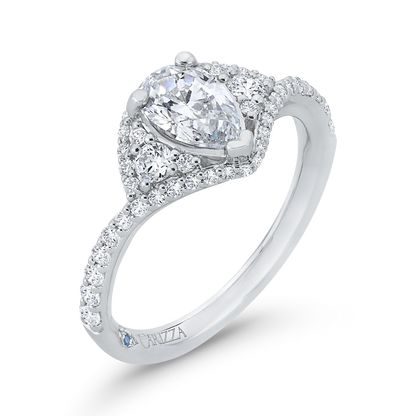 Pear Cut Diamond Engagement Ring in 14K White Gold (Semi-Mount)