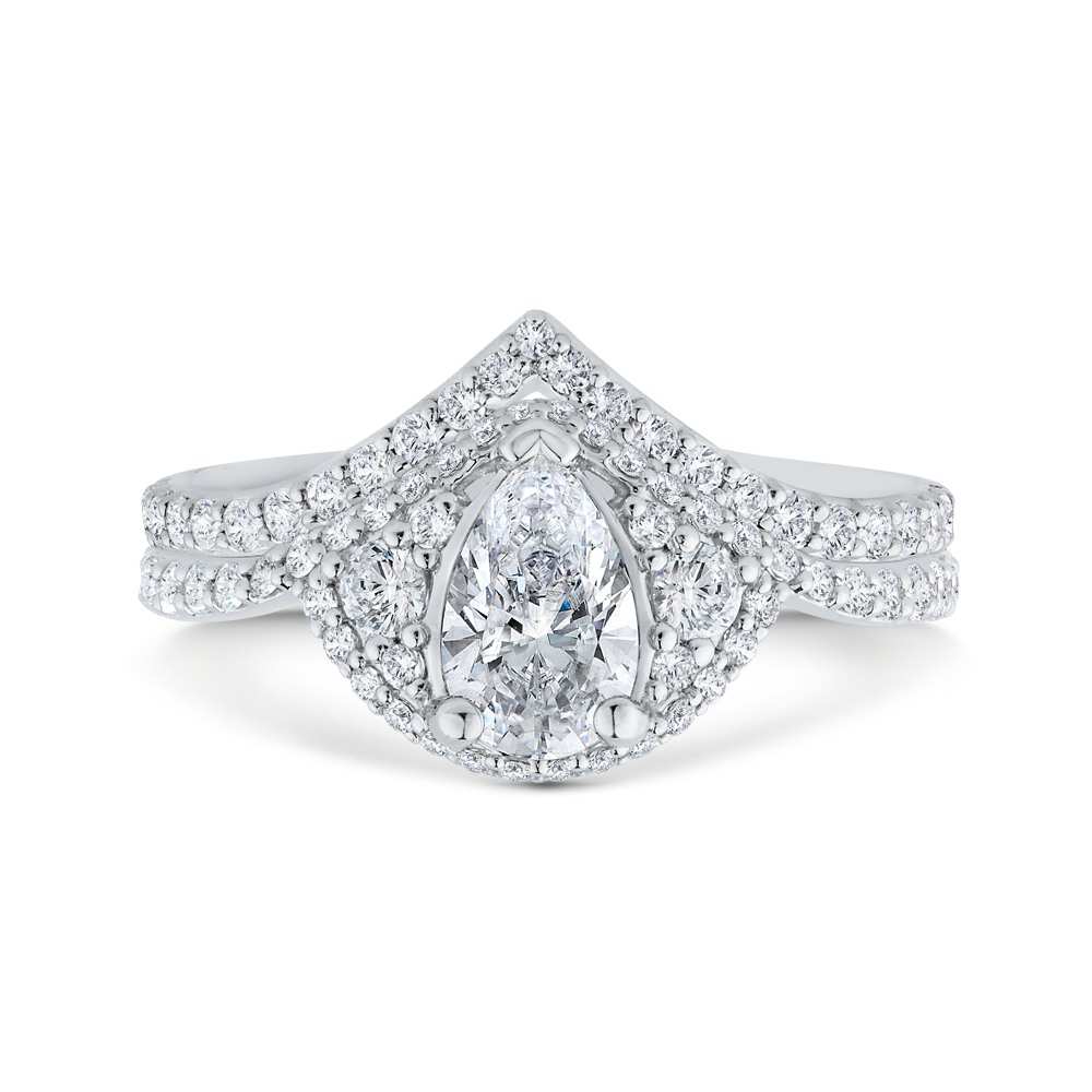 Pear Cut Diamond Engagement Ring in 14K White Gold (Semi-Mount)