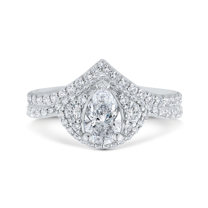 Pear Cut Diamond Engagement Ring in 14K White Gold (Semi-Mount)