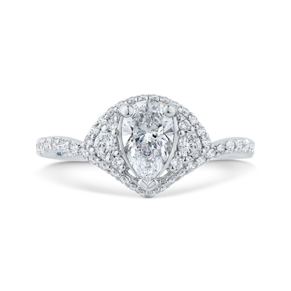 Pear Cut Diamond Engagement Ring in 14K White Gold (Semi-Mount)