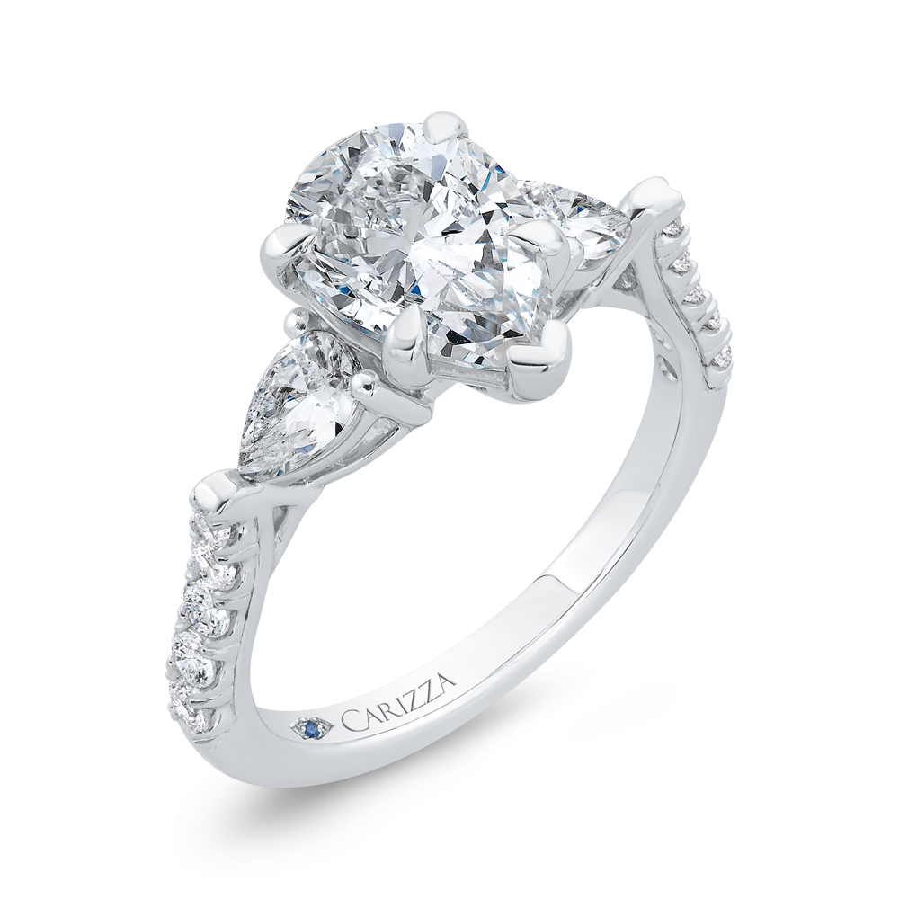 Pear Cut Diamond Engagement Ring in 14K White Gold (Semi-Mount)