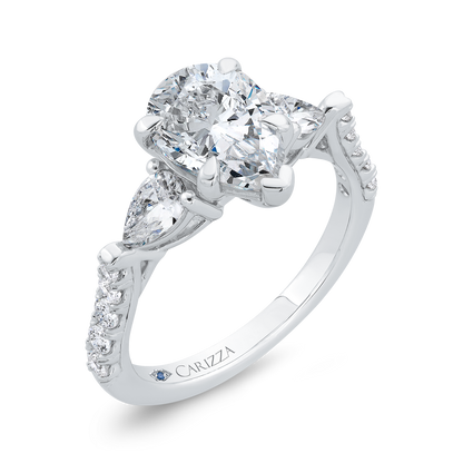 Pear Cut Diamond Engagement Ring in 14K White Gold (Semi-Mount)