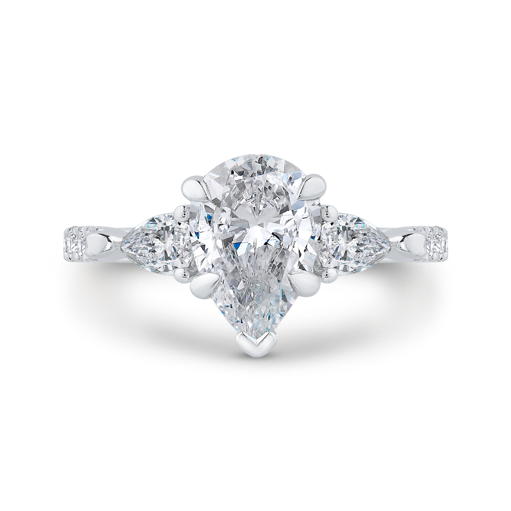 Pear Cut Diamond Engagement Ring in 14K White Gold (Semi-Mount)