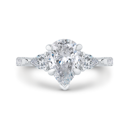 Pear Cut Diamond Engagement Ring in 14K White Gold (Semi-Mount)