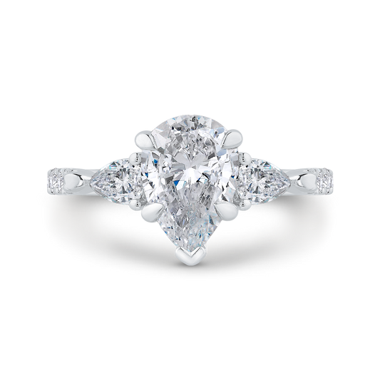 Pear Cut Diamond Engagement Ring in 14K White Gold (Semi-Mount)