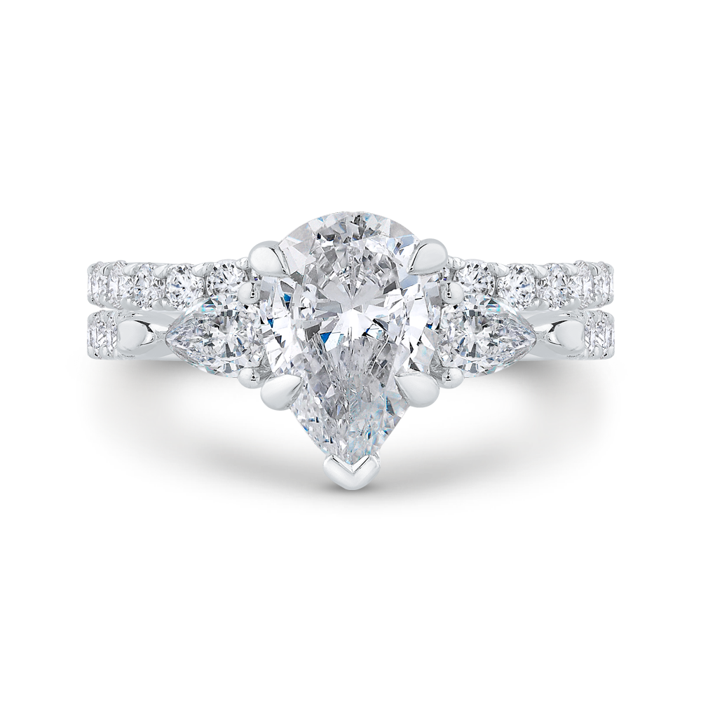 Pear Cut Diamond Engagement Ring in 14K White Gold (Semi-Mount)