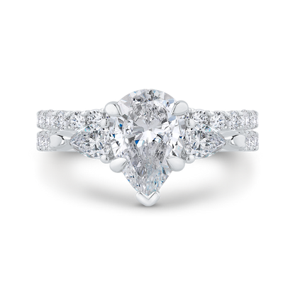 Pear Cut Diamond Engagement Ring in 14K White Gold (Semi-Mount)