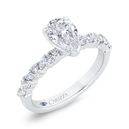 Pear Cut Diamond Engagement Ring in 14K White Gold (Semi-Mount)