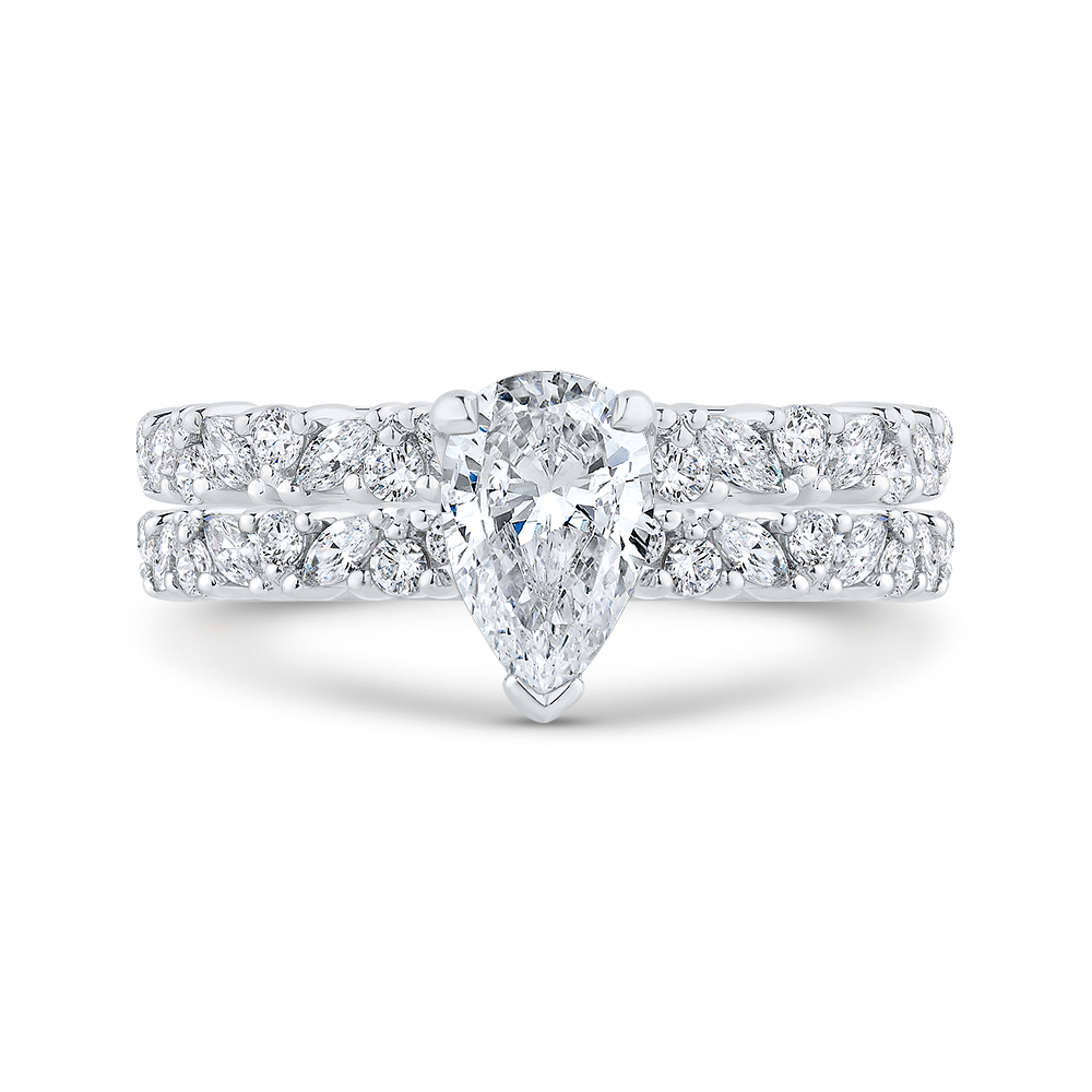 Pear Cut Diamond Engagement Ring in 14K White Gold (Semi-Mount)