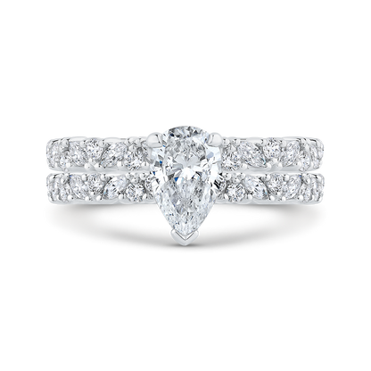 Pear Cut Diamond Engagement Ring in 14K White Gold (Semi-Mount)