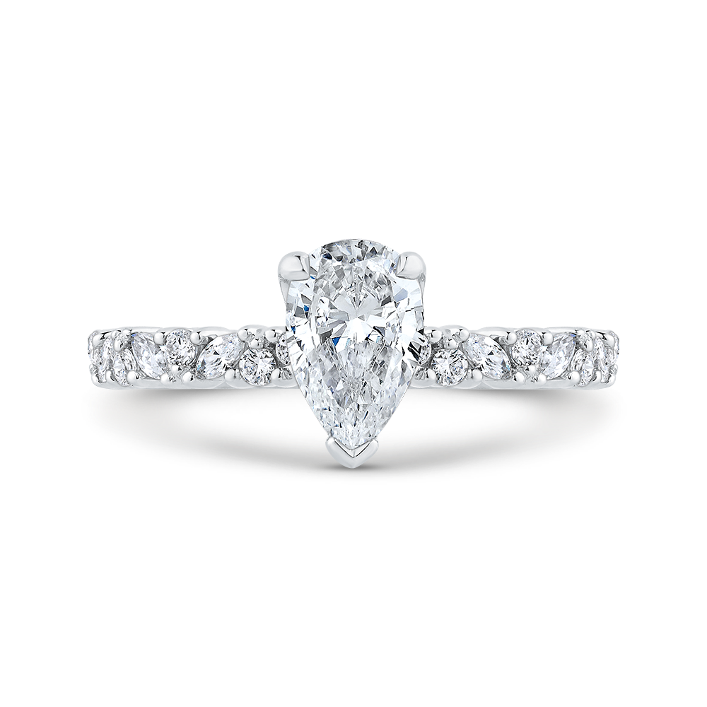 Pear Cut Diamond Engagement Ring in 14K White Gold (Semi-Mount)