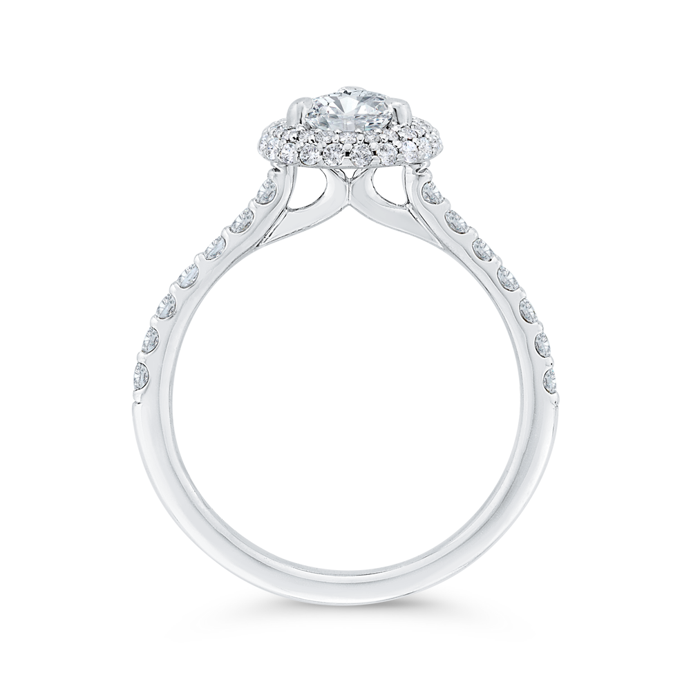 14K White Gold Pear Diamond Double Halo Engagement Ring  (Semi-Mount)